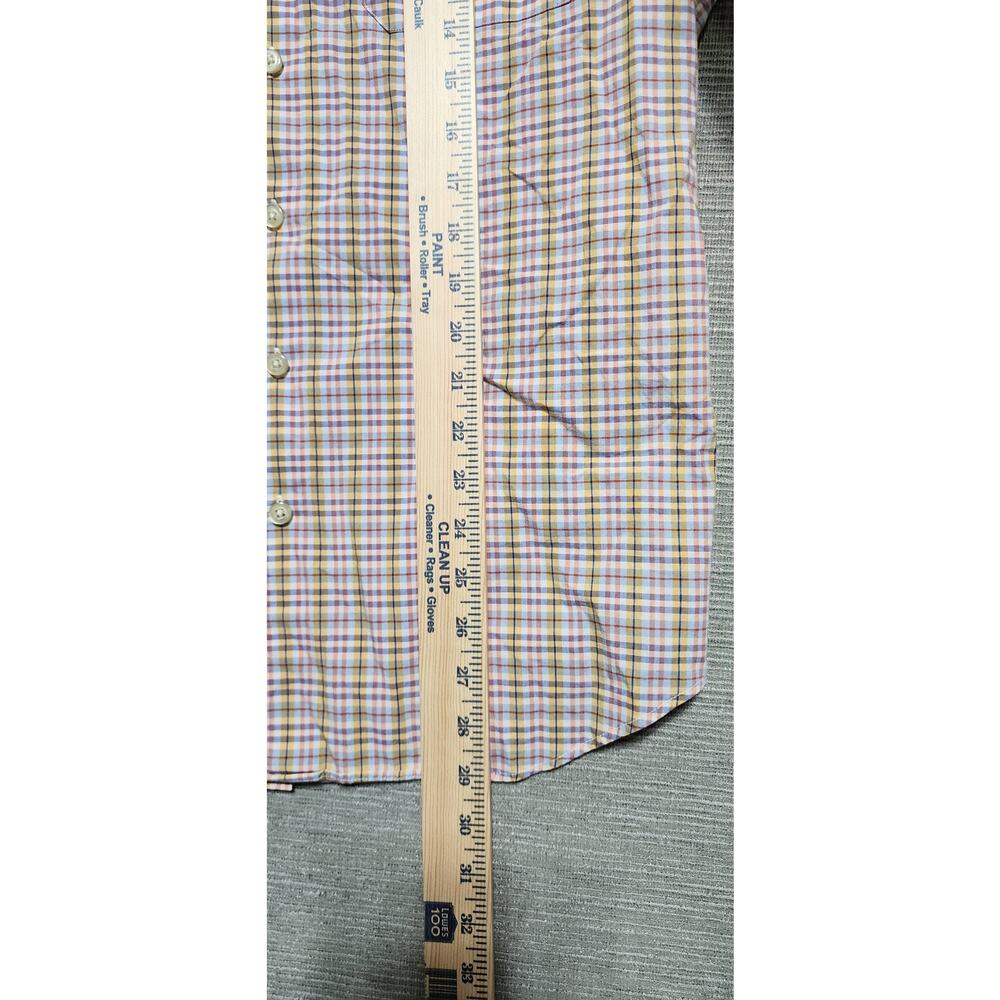 Scott Barber Plaid Button Down Shirt Men’s Large Blue Yellow Long Sleeve - Picture 6 of 13